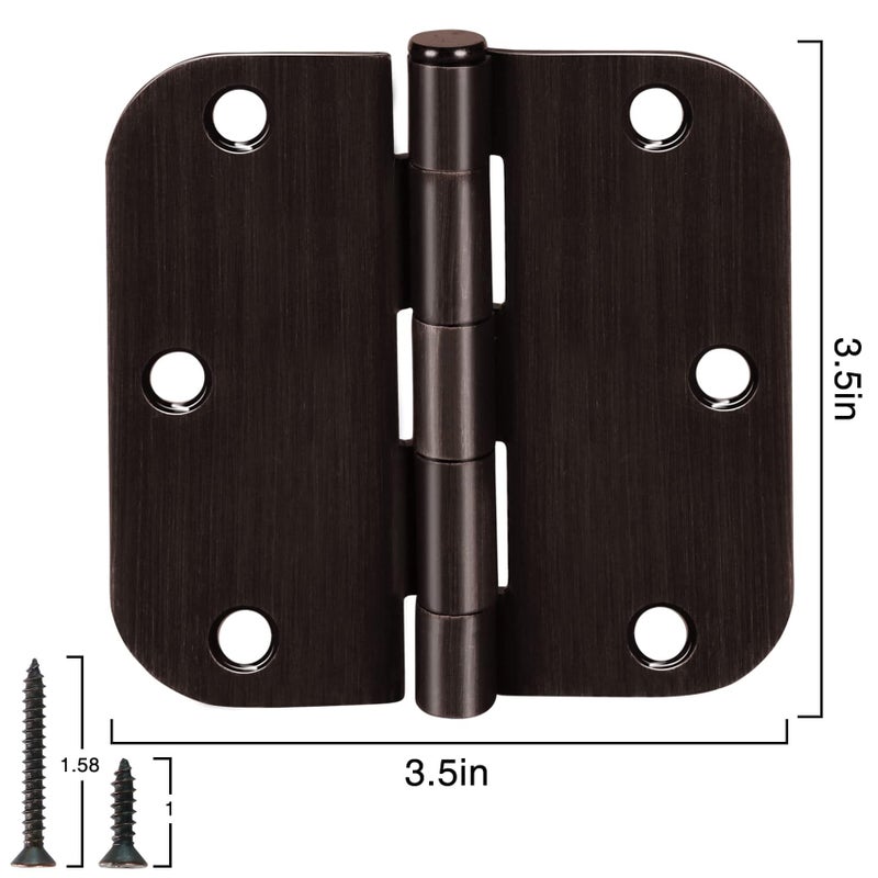 TDCHINGES 12 Pack Oil Rubbed Bronze Door Hinges 3.5"" x 3 1/2 Inch Black Brushed Interior Hinge Rounded 5/8"" Radius Corner 3 ?""Iron Residential Standard Bedroom Bifold Single Double Doors Hardware Kit - Image 5
